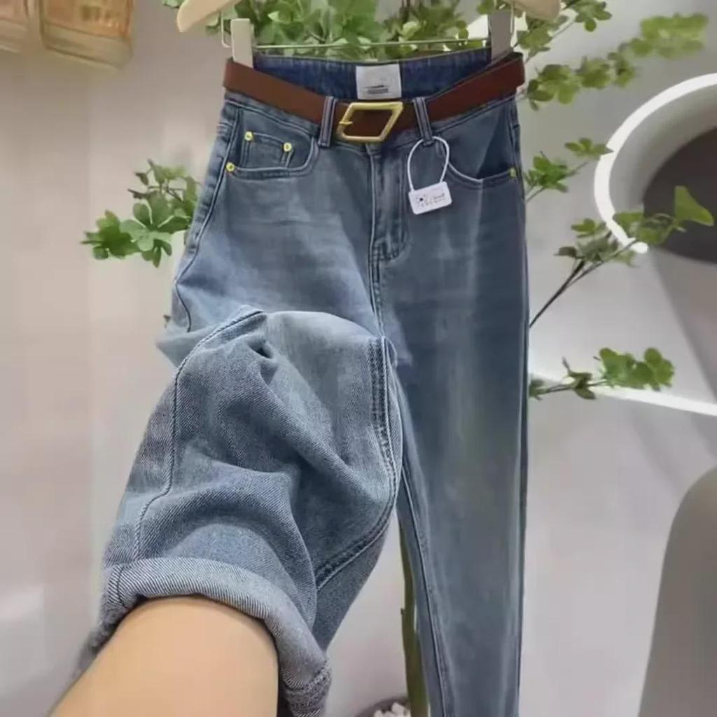 Women's High-Waist Slim Carrot Pants for Pear-Shaped Bodies - Lightweight Summer Denim