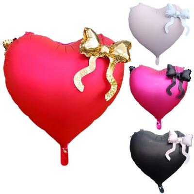 22inch Foil Balloons Heart Shaped Bows Cute Bow Ties Balloons Aluminum Foil Balloons