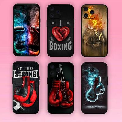 Husa de telefon cu manusi de box pentru iPhone Mini 11 12 13 14 15 Pro XS Max X Plus SE XR, carcasa moale neagra