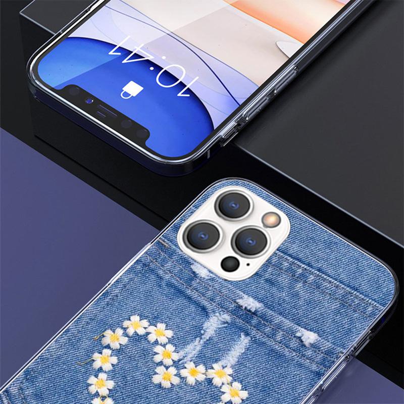 Jeans Cowboy Denim Printed Phone Case For iPhone 17 Air 16 Pro Max 16E 15 + 14 Plus 11 12 13 Mini 7 8 SE Gift Print Cover Fundas