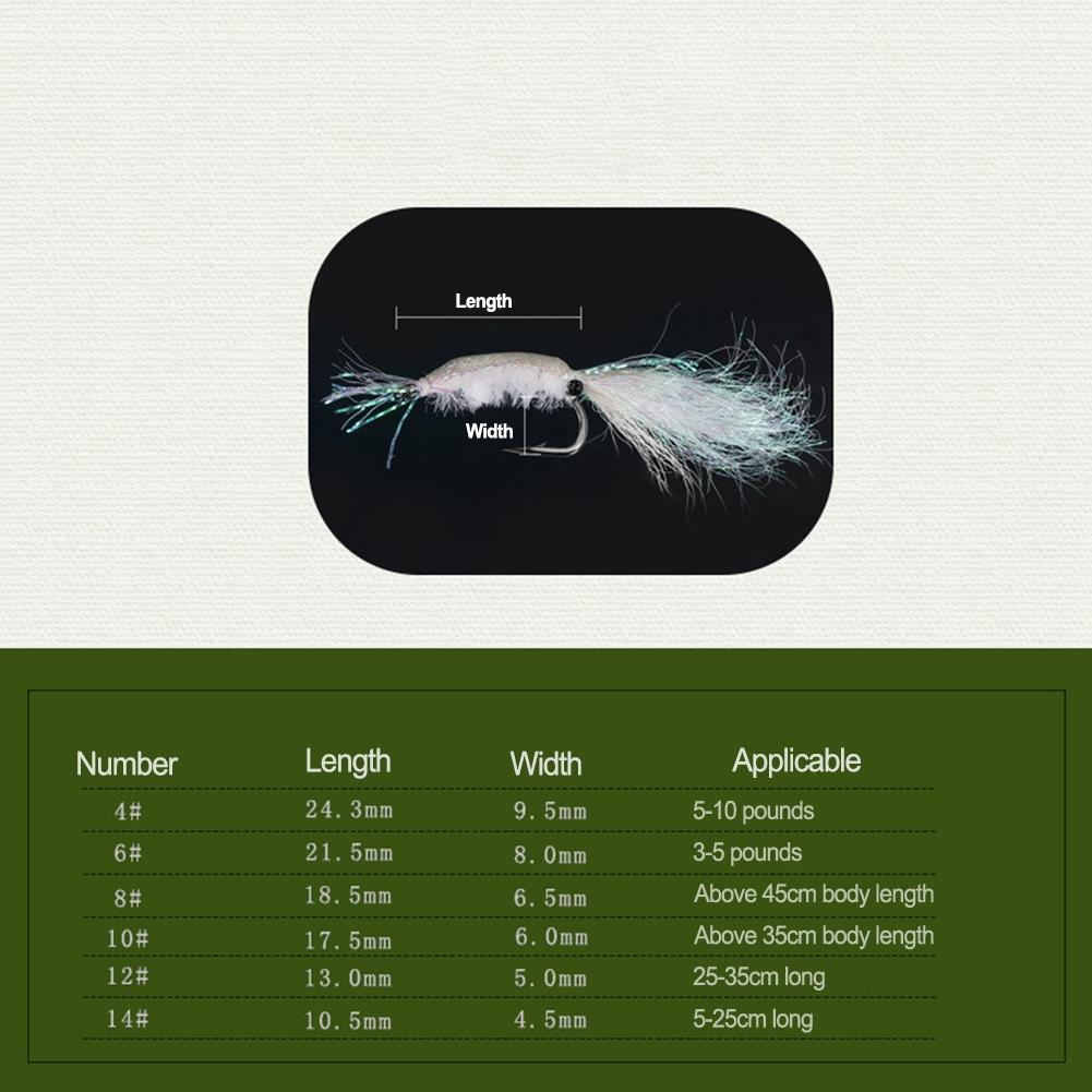 Bait Fly Hook Ice Shrimp Lure 2g/pcs 4/6/8/10/12/14