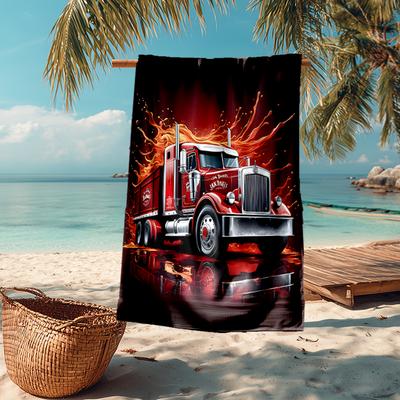 Truck Driver Fashion Beach Towel: Ideal for Summer Adventures Soft, Absorbent and Quick Drying Suitable for Swimming and Bathing