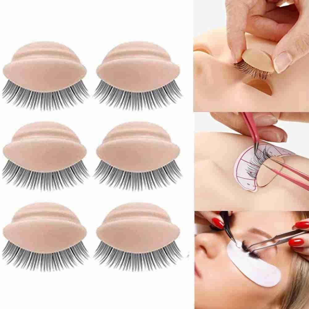 Buy 3Pairs Training Mannequin Head False Eyelash Extension Practice ...