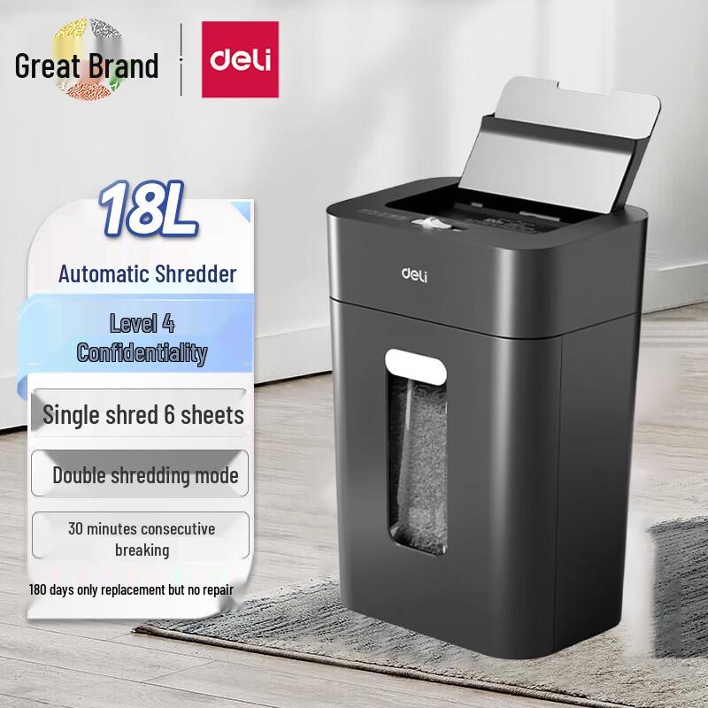 

Deli Auto-Feed Paper Shredder, P-4 Security Level CN plug (adapter included)