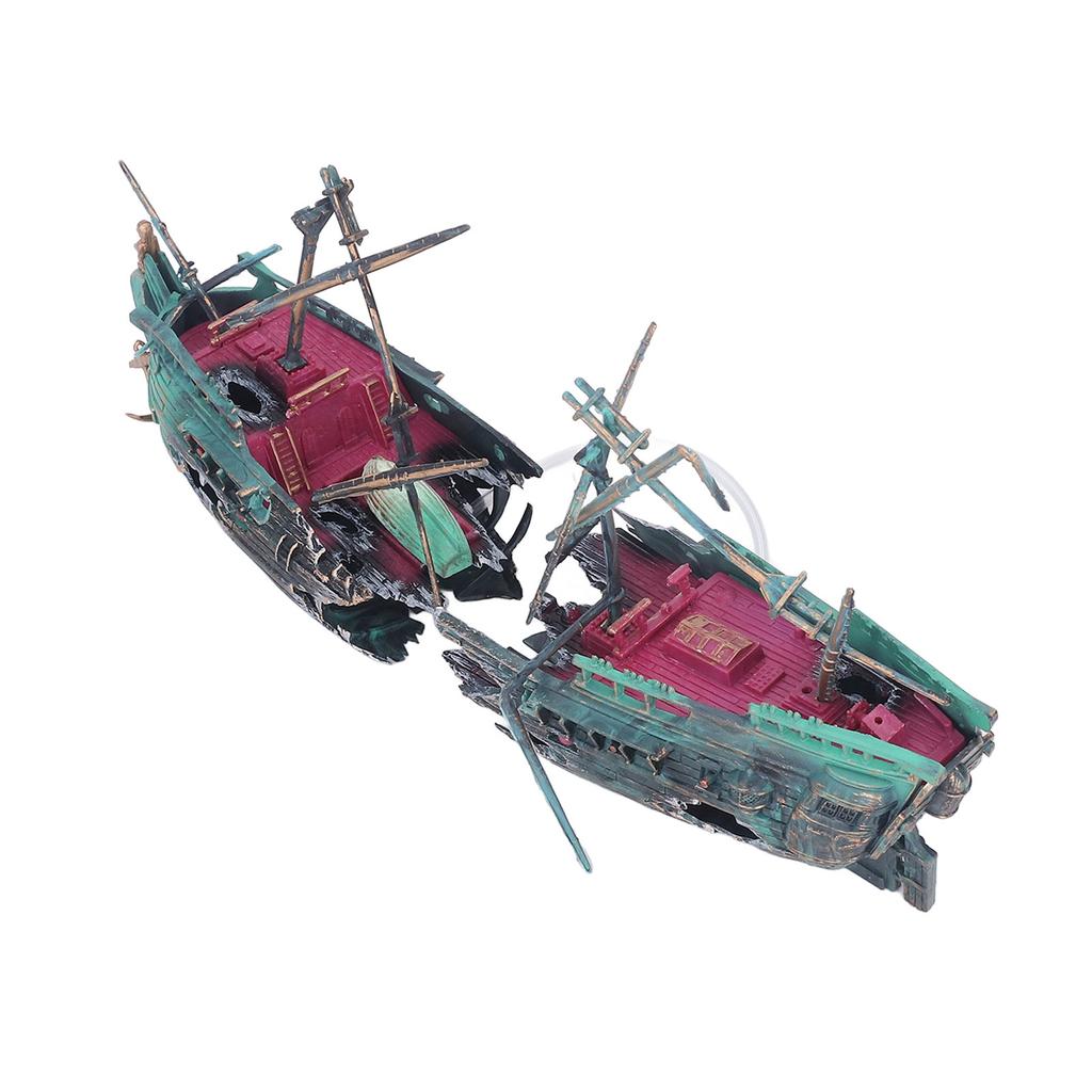 Aquarium Shipwreck Decoration Safe Hand Painted Beautiful Sunken Ship Ornament for Fish Tanks and Aquariums Dark Color