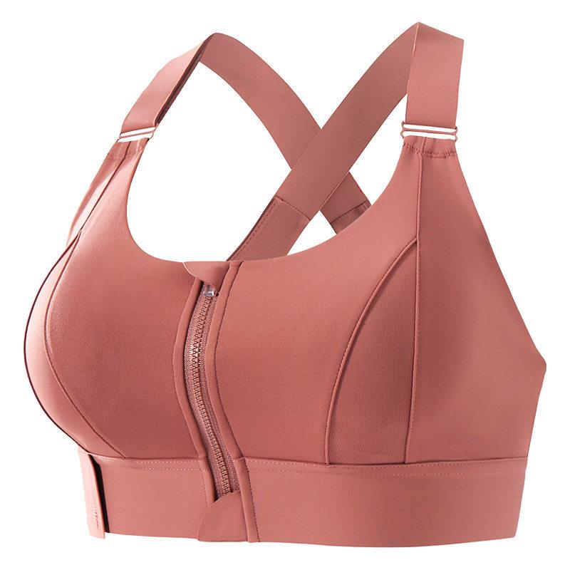 High-Elasticity Shockproof Sports Bra with Front Zipper, Plus Size, Anti-Sagging, Beautiful Back Design