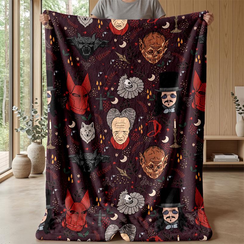 Soft Flannel Blanket Lightweight Cozy Bedroom Living Room CoverDracula