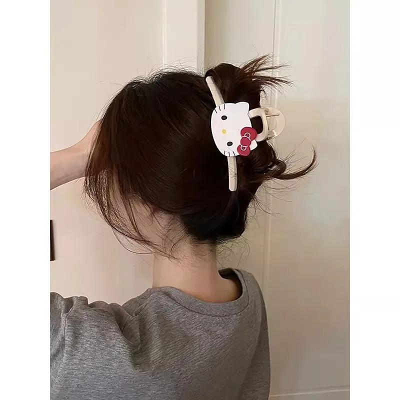 

Ins Style Kitty Sanrio Kitty Claw Clip Korean Cartoon Large Large Shark Hair Clip Claw Back Hair Ponytail Holder Korean&