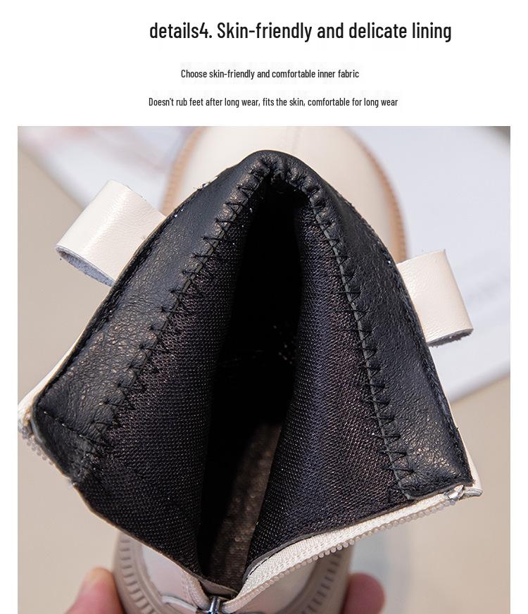 2025 Girls' Ankle Martin Boots: Autumn/Winter Fashionable, Versatile Leather & Cotton Boots for Kids