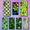 Four Leaf Clover Lucky Phone Case For Samsung S25,S24,S23,S22,S21,S20,S10,Ultra,Plus,Lite,FE,Soft Silicone Black Cover