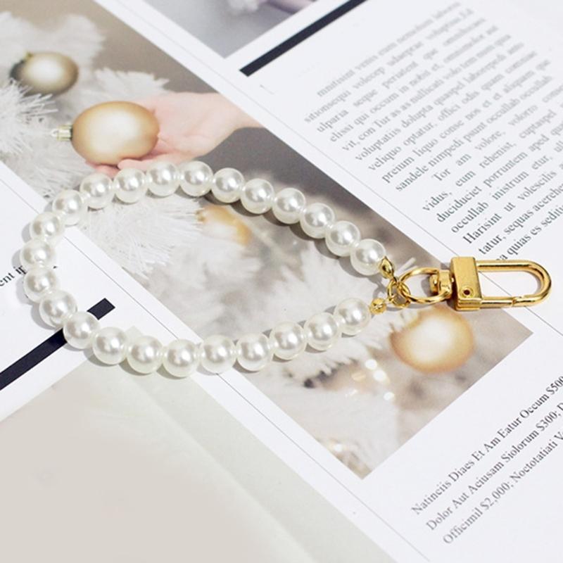 Fashion Imination Pearl Beads Keychain Lanyard Wrist Strap Phonecase Charm Keychain Decorations Pendant Cellphone Strap