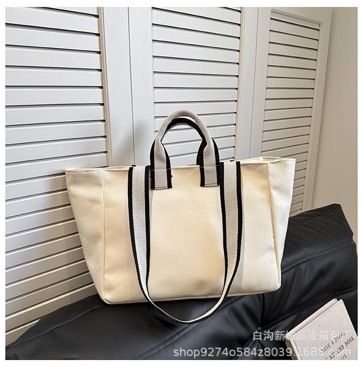 2025 Simple One Shoulder Handheld Canvas Bag Large Capacity Student Tote Canvas Bag Women's Cotton Shopping Canvas Bag