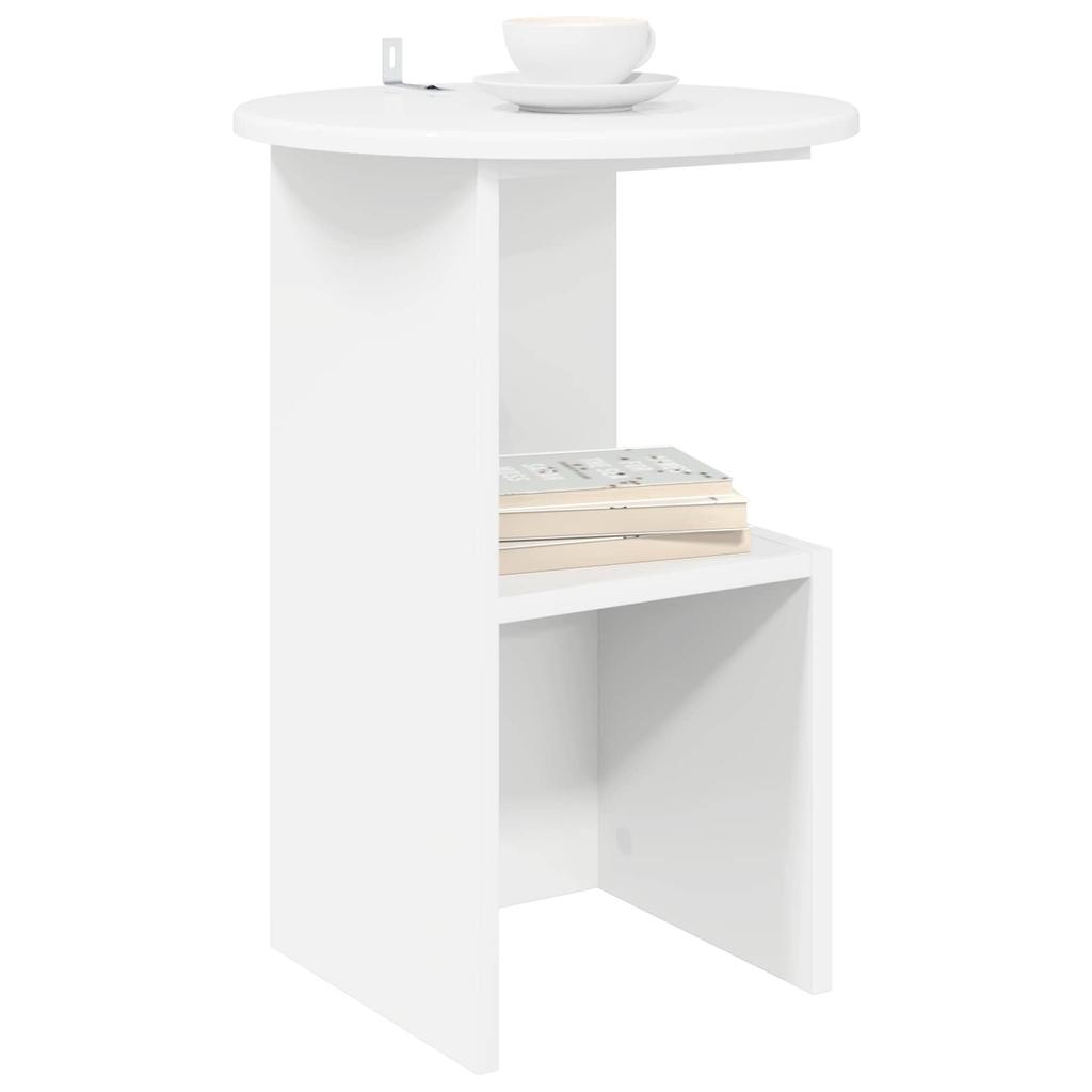 Side Table White Ø 39.5 X 55 Cm Engineered Wood