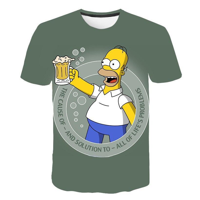 Summer Children's New Fashionable Digital Simpson Comfortable Loose Short Sleeve Printed T-shirt
