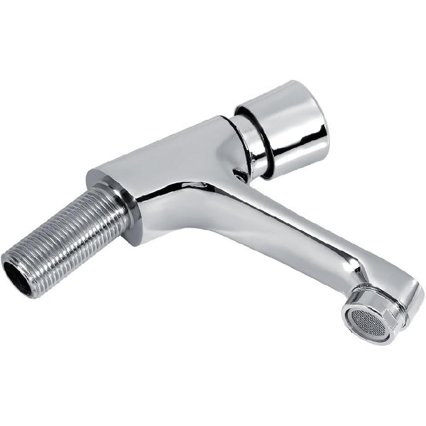 Bathroom Sink Taps, Public Kitchen Bathroom Chrome Plated Self Closing Water Saving Time Delay Basin Sink Tap Faucet.