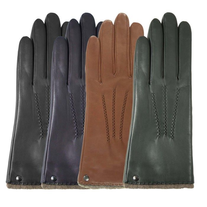 Isotoner Women's Full Grain Lambskin Gloves with Cashmere Lining In Black