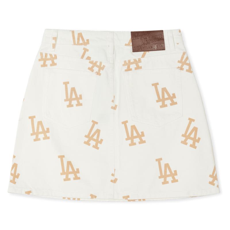 New MLB Denim Short Skirts Women's Milk White 3FDSB0143-07CRS
