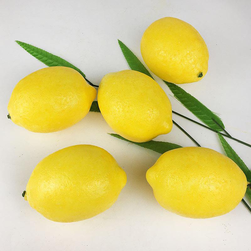 5Pcs Yellow/Green Artificial Fake Lemons Realistic Faux Fruits Photography Props For Home Kitchen Table Decoration