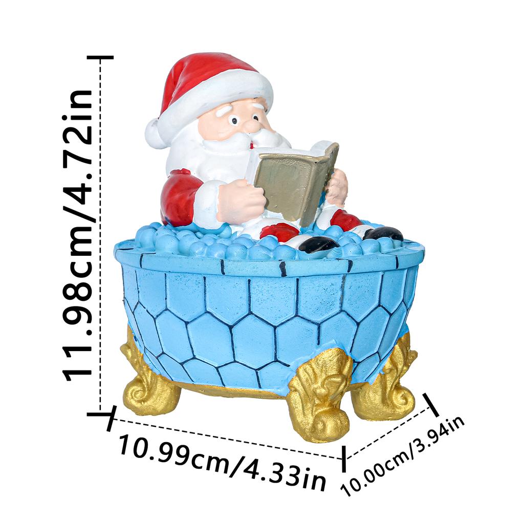 Christmas Santa Reading Book LED Nightlight Resin Bubble Bath desktop Decoration Indoor Festives Centerpieces Ornament