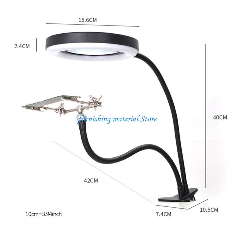 Y5GD 10X Desk Lamp with Light LED Magnifier Desk Lamp with Clamp Close