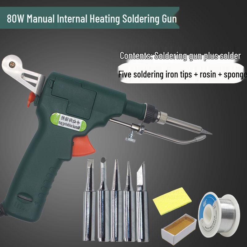 Grenzüberschreitendes Handheld-Elektrolötkolben-Set mit interner und externer Heizung, manueller Lötzinnzufuhr, 60W/80W.