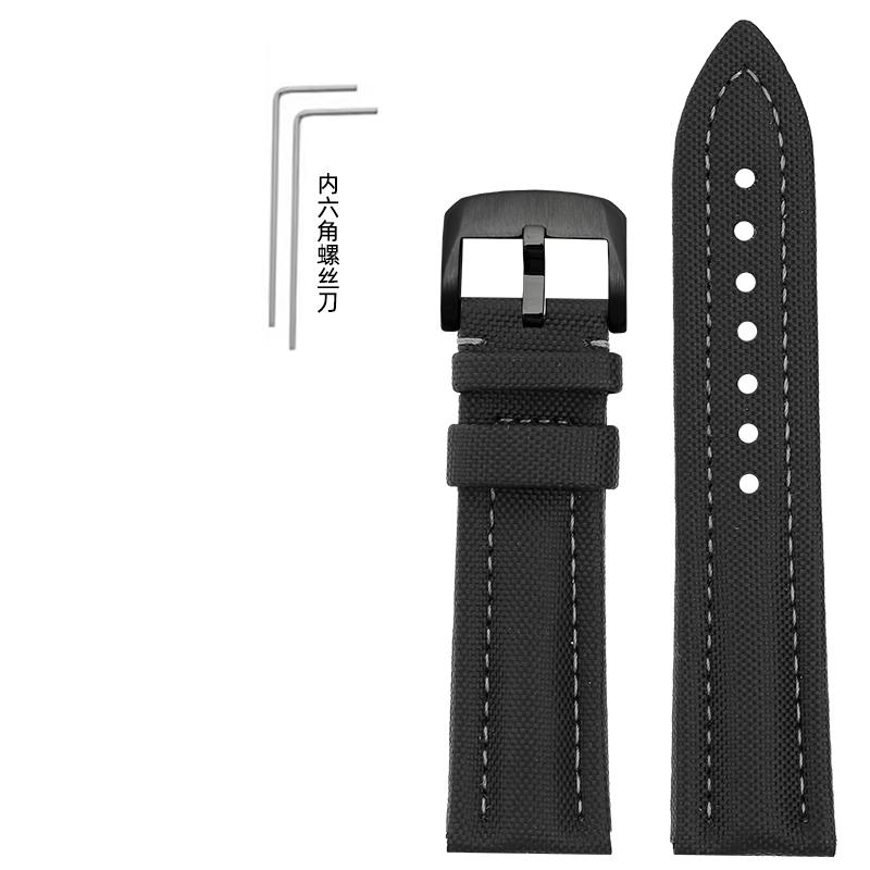For BLANCPAIN Co branded Fifty Fathoms Five Oceans Nylon silicone bottom Watch Strap Black Men's Canvas Bracelet 22MM Watchband