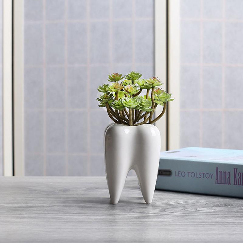 Vasi Denti Decorazioni Moderne Opere d'Arte Ornamenti Creatività Dente Vaso Decorativo Ceramica Fioriera Decorazione Soggiorno
