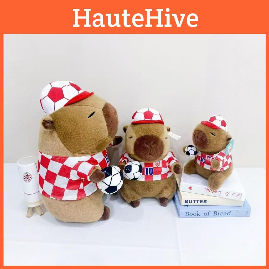 Football Girl Capybara Plush Toy Animal Soft Stuffed Doll Decoration Kids Gift