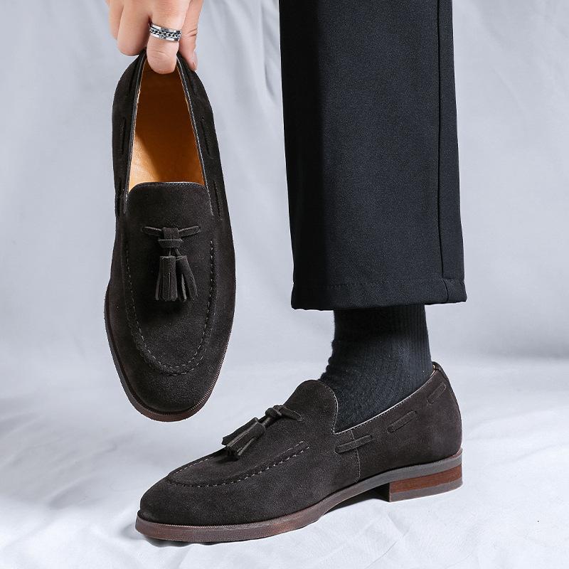 Men'S British Breathable Hair Stylist New British Style Beanie Shoes Fringed Leather Shoes 24262-R
