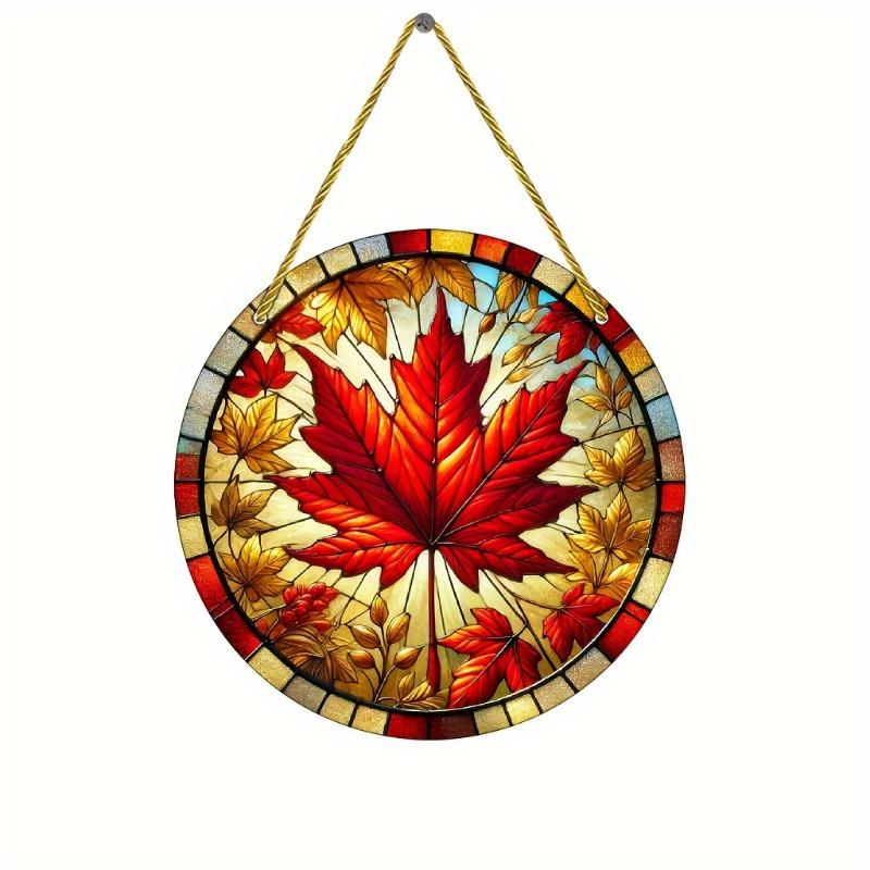 2D Flat Canadian Red Maple Leaf Acrylic Decoration Sign, Home Decor Plaque Hanging Wall Art Decorative Garden Decoration for Room Door Signs Hanging S