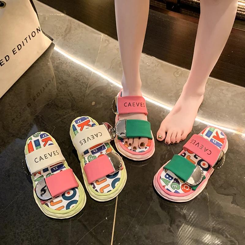 Fashion Woman Sandalias Footwear 2025 Korea Style Fashion Beach Slippers Cross-strap Female Rome Sandal Platform Buckle Summer Shoes