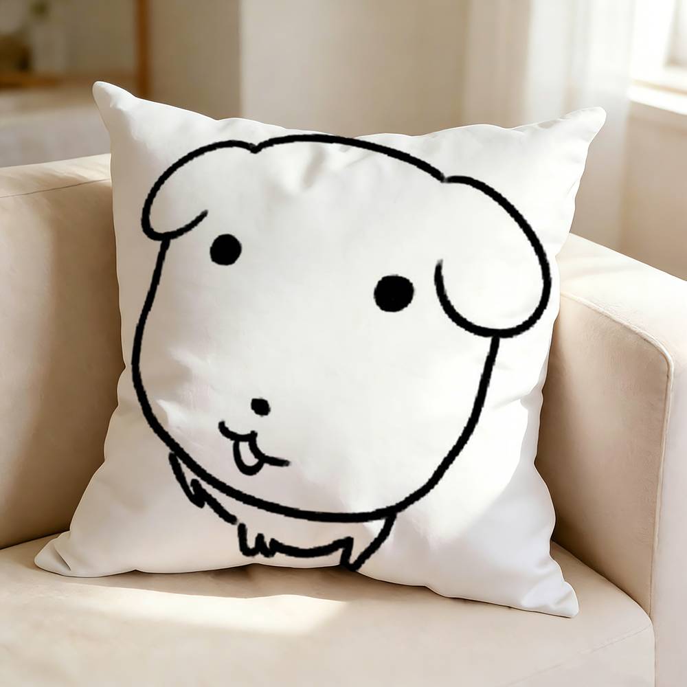 Cute Cartoon GGanadi Dog  Square DoubleSided printed Pillow Case Bedroom Bedside Pillow Sofa Cushion Cover