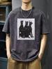 Graficzna koszulka z nadrukiem Dobermana Vintage Spierana Ciemna Streetwear Harajuku Unisex Luźny Dekolt okrągły Bawełna Krótki rękaw Koszulki