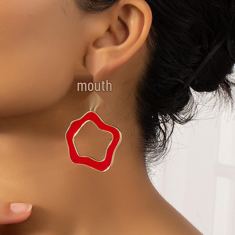 European Retro Geometric Large Metal Stud Earrings