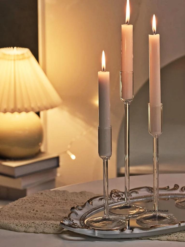 Minimalism Glass Candle Holders for Candlesticks Christmas Events Party Wedding Centerpiece Decorations Home Decor Bulk Set