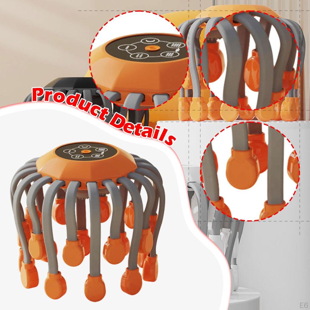 Head Massager Easy Use Gift Relaxation 5 Adjustable Modes Soft Octopus Claws