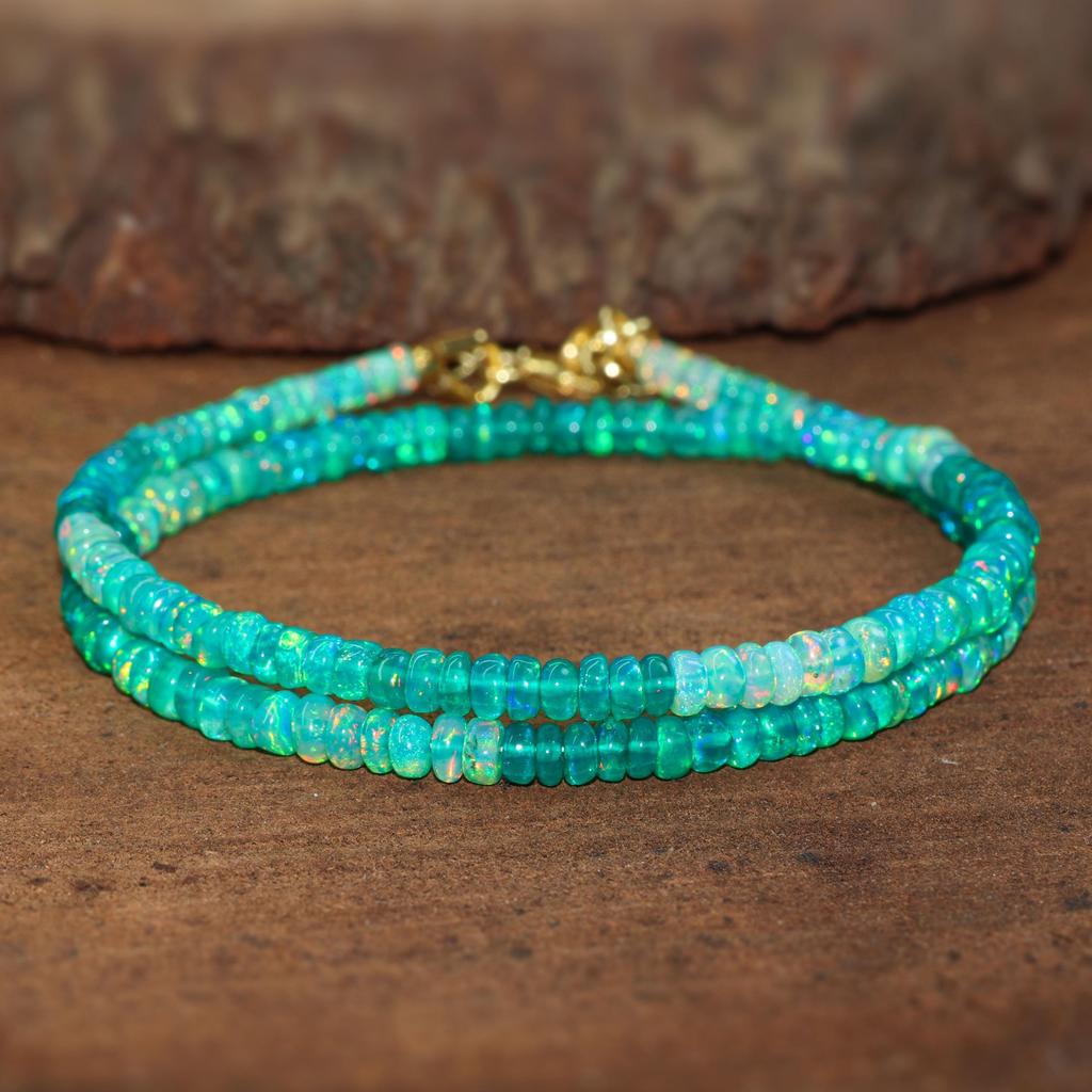 Collana con Perle di Opale Verde, Argento Sterling, Pietra di Nascita di Ottobre