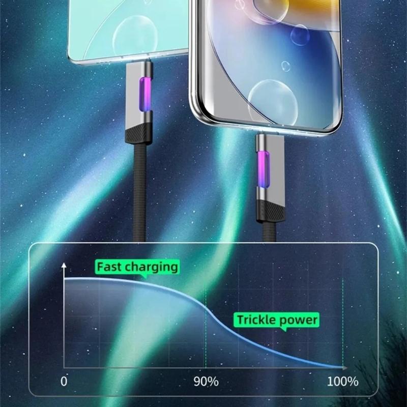 100W USB C Fast Charging Cable Alloy Texture Compatibility Power Cord Suitable for Various Phones Tablets Laptops