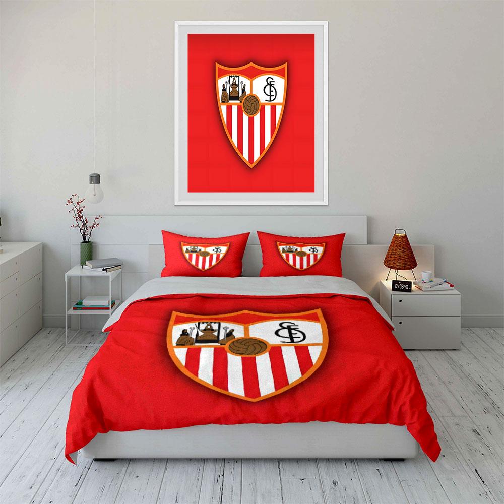 Red Background, Sevilla FC Emblem. Bedding Sets Duvet Cover Sets Duvet Covers Pillowcases(1 * Duvet Cover 2 * Pillowcases Without Duvet Insert)