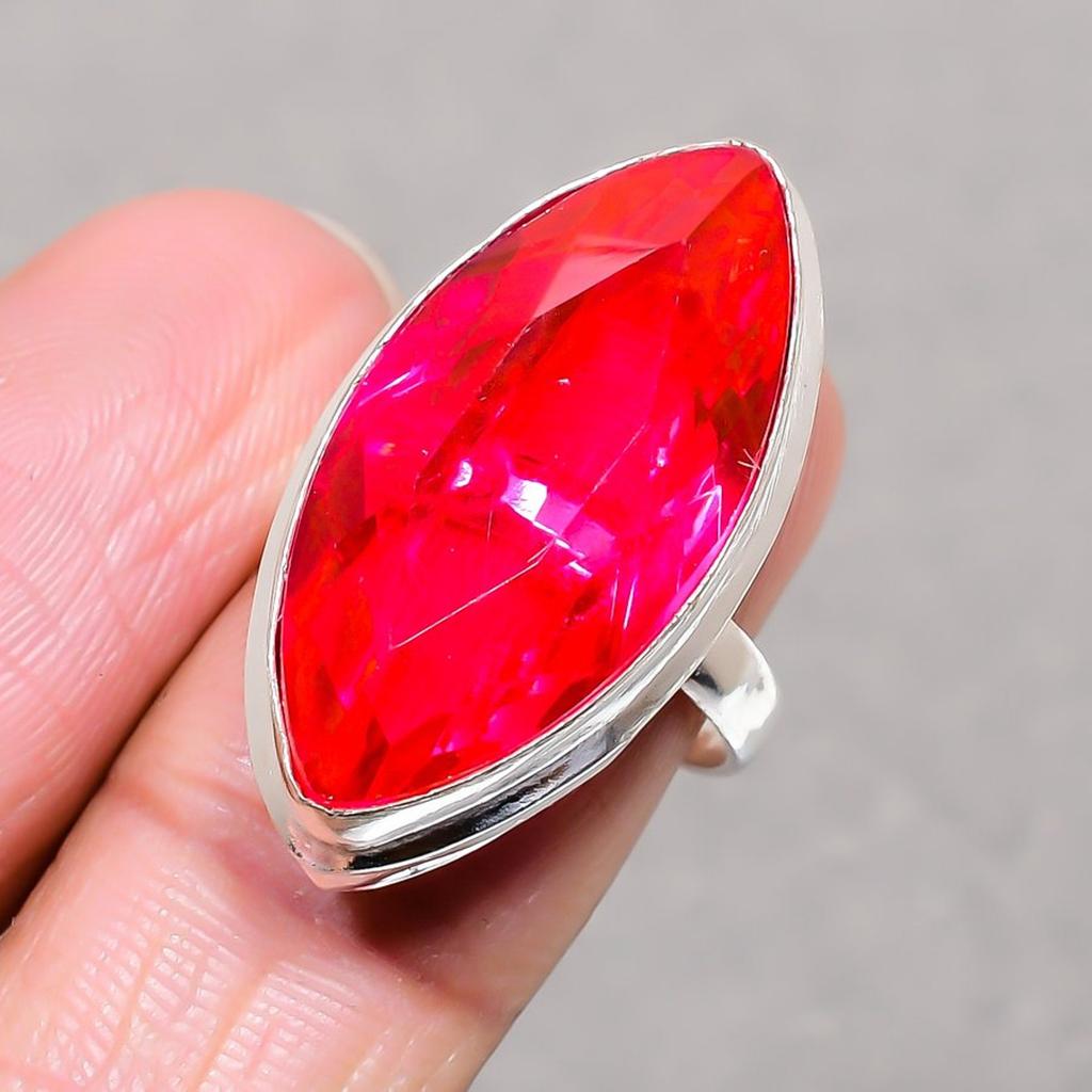 Pink Tourmaline Marquise Shape Gemstone Adjustable Ring Handmade Amazing Jewelry