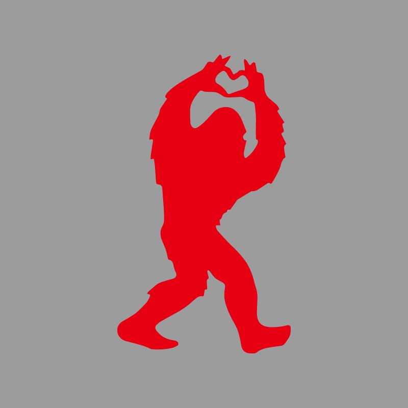 Sasquatch love inspiration heart creative&funny stickers for cartoon fans&lover,high quality for car trucks motorcycles & laptop