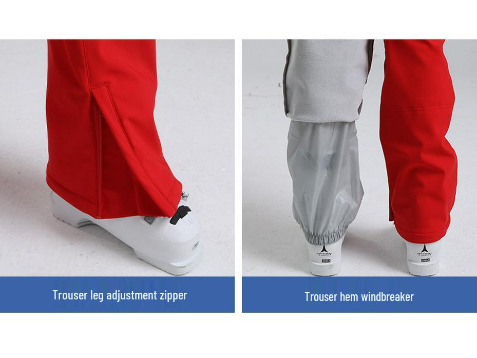 New Women's Slim Fit Ski Pants: Elastic, Double-Layered, Velvet-Lined, Windproof, Waterproof, Breathable, Solid Color.