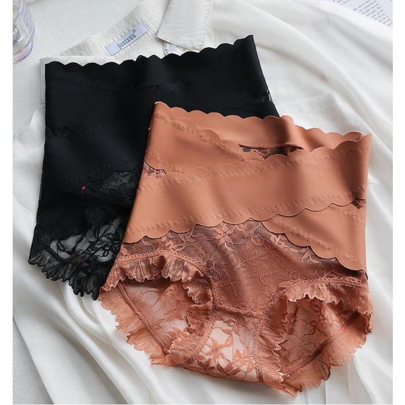 Sexy Lace Underwear Women High Waist Panties Floral Cross Slightly Cinched Lightweight Plastic Pants