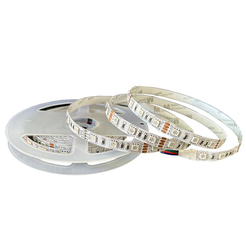 RGB 24V Dimmable LED Strip Light - 60 Colorful Beads, 5050, 4-Wire for E-sports, Bar, KTV, and Club Ambient Lighting.