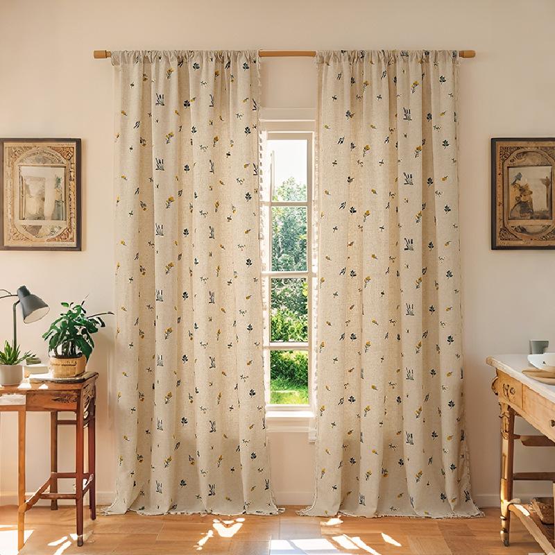 

Японские минималистичные льняные шторы высокого класса с вышивкой в виде пшеничного колоса 132x160 cm