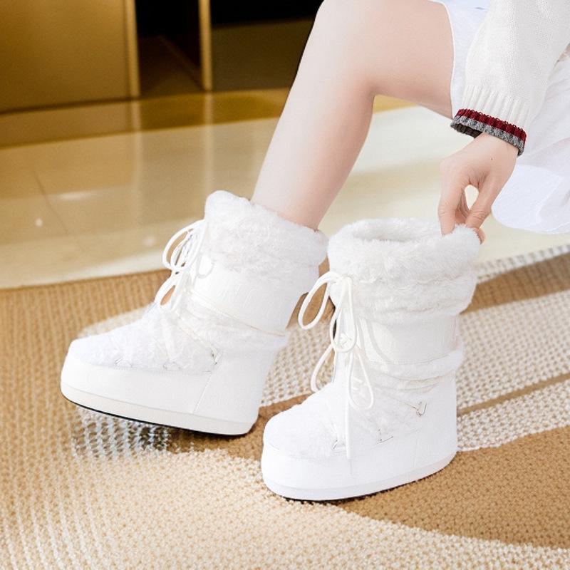 Fashion Waterproof Snow Boots Women's 2025 Winter New Thickened Thermal Sleeve Cotton Boots Non-slip and Wear-resistant Moon Boots