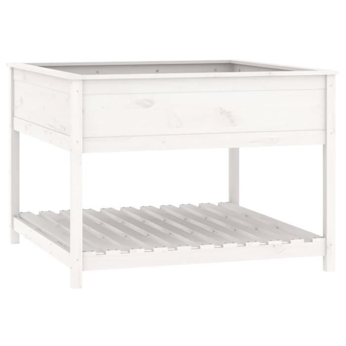 VidaXL Jardinière et étagère Blanc 111,5x111,5x81cm Bois massif de pin 823802
