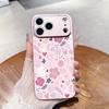 Cute Rose Daisy Love Pattern Pink Metallic Tempered Glass Phone Case For iPhone 17 Pro Max 11 12 13 14 15 16 Plus 17 Air Cover