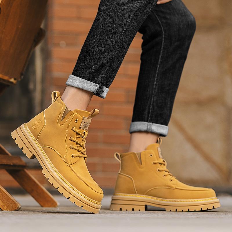 Autumn Shoes for Men Boots Outdoor High Tops Leather Casual Shoes Youth Street Cool Ankle Boots