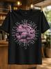 Even In Arcadia Pink Flamingo Circle With Distressed Botanical Scenery And Curved Lettering Dreamy Unisex All Tshirt